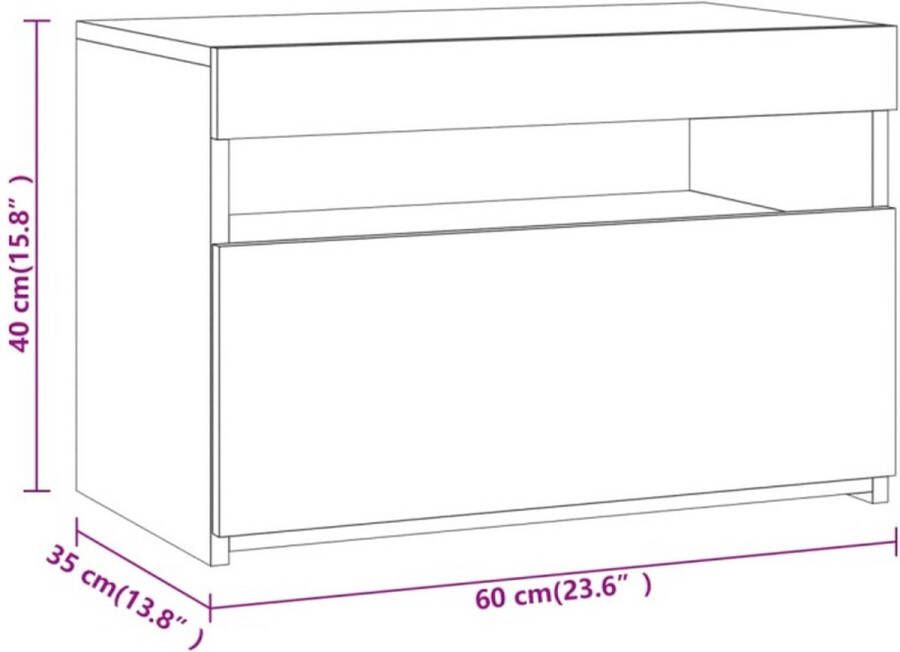 VidaXL -Tv-meubels-2-st-met-LED-verlichting-60x35x40-cm-grijs-sonoma - Foto 3