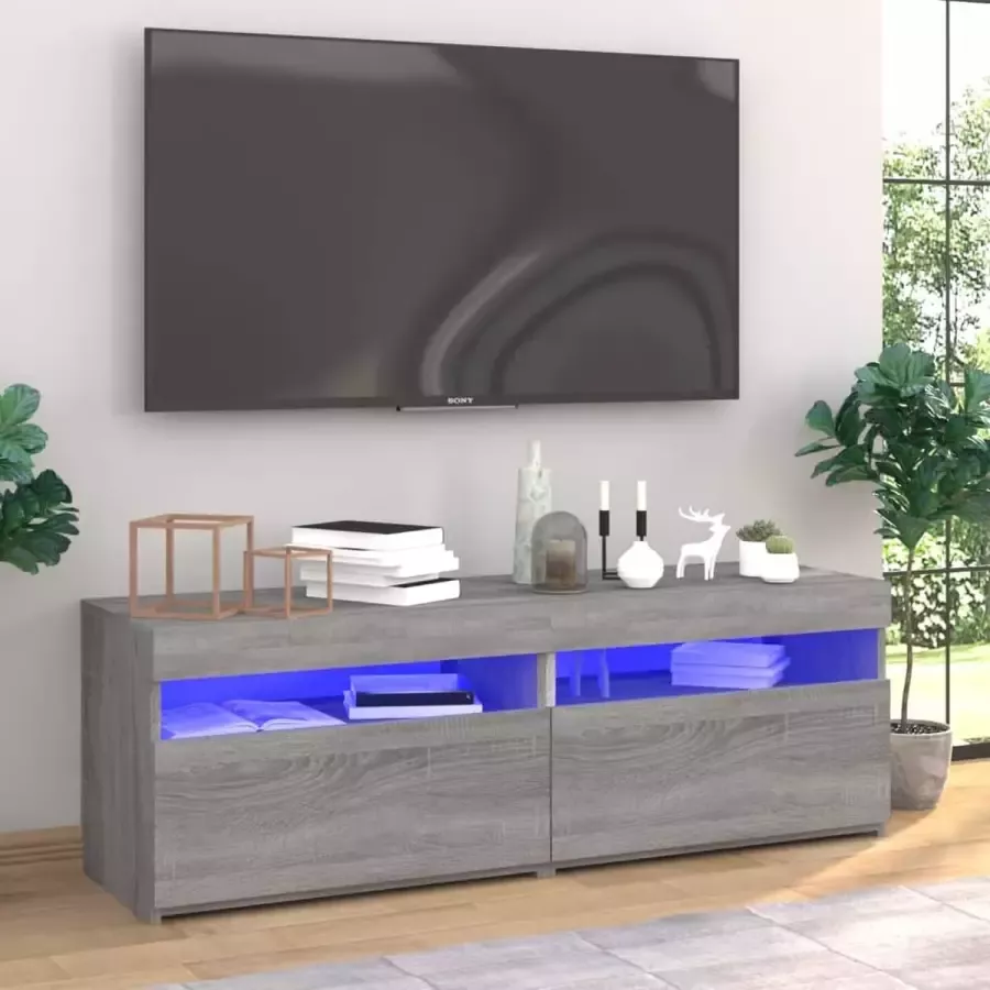 VidaXL -Tv-meubels-2-st-met-LED-verlichting-60x35x40-cm-grijs-sonoma