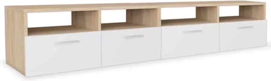 VidaXL -Tv-meubels-2-st-95x35x36-cm-bewerkt-hout-eikenkleurig-en-wit - Foto 4