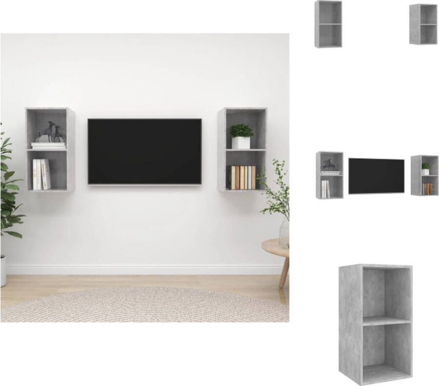 VidaXL Tv-kast Tv-kasten Televisiekast Televisiekasten Tv-wandmeubelen 2 st spaanplaat betongrijs - Foto 2