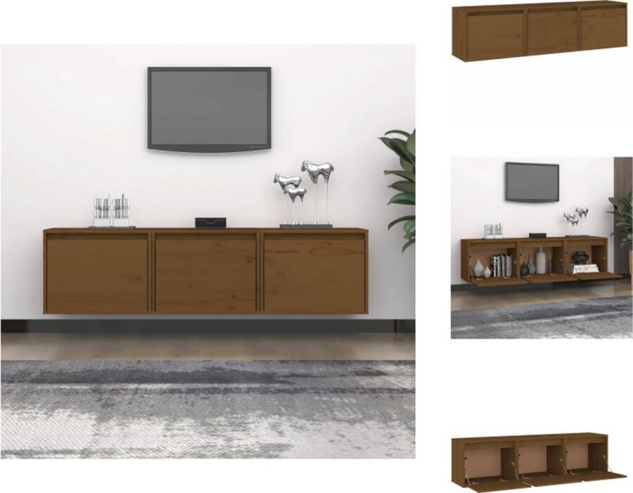 VidaXL TV-meubel Hangkast van massief grenenhout 30 x 30 x 40 cm 30 x 30 x 100 cm Honingbruin Kast - Foto 3