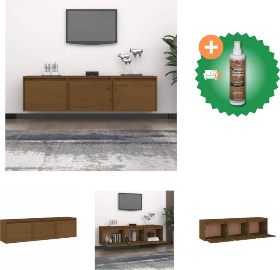 VidaXL TV-meubel Hangkast van massief grenenhout 30 x 30 x 40 cm 30 x 30 x 100 cm Honingbruin Kast Inclusief Houtreiniger en verfrisser - Foto 5