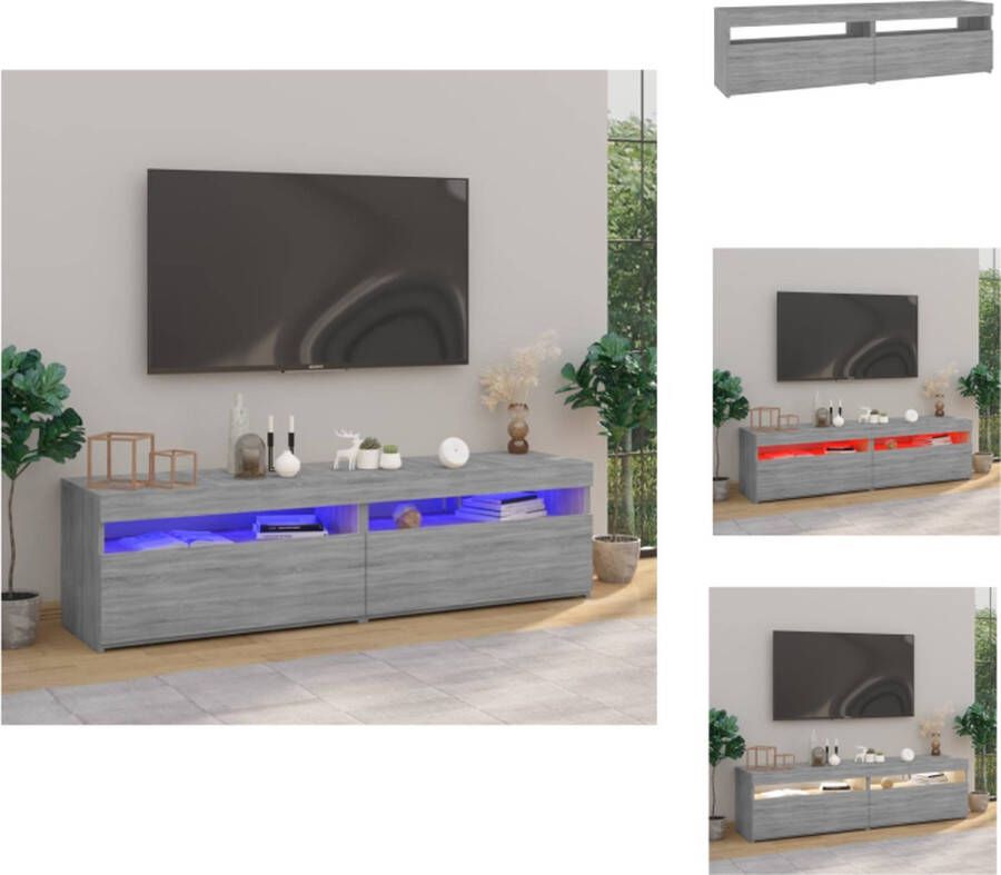 VidaXL Tv-kast Tv-kasten Tv-meubel Met LED-verlichting Tv-meubelen met LED-verlichting 2 st 75x35x40 cm grijs sonoma