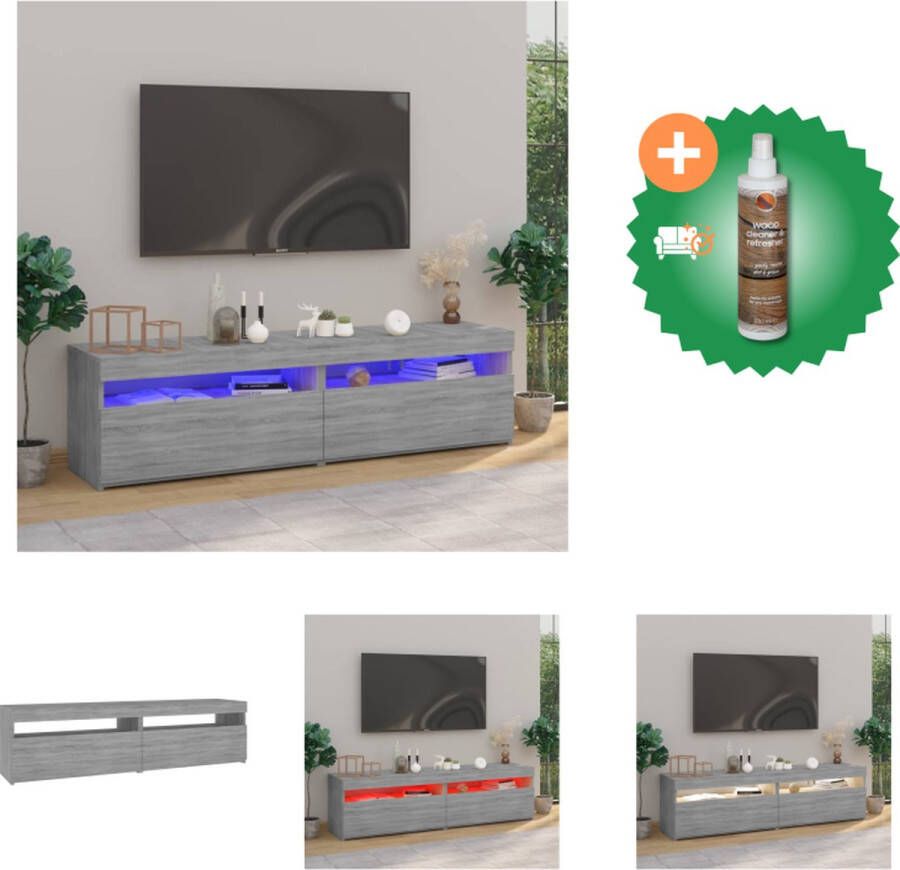 VidaXL TV-meubels LED-verlichting grijs sonoma eiken 75 x 35 x 40 cm met RGB LED-verlichting Kast Inclusief Houtreiniger en verfrisser
