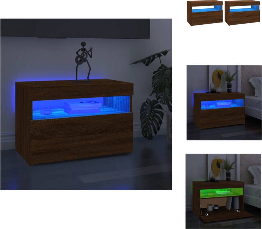 VidaXL Tv-kast Tv-kasten Tv-meubel Met LED-verlichting Tv-meubels 2 st met LED-verlichting 60x35x40 cm bruineikenkleur - Foto 2
