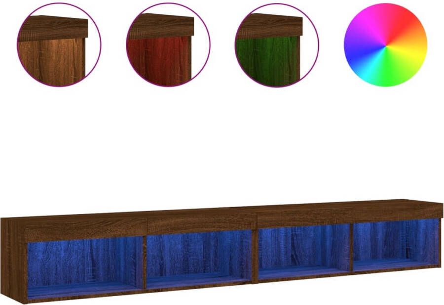 VidaXL -Tv-meubels-met-LED-verlichting-2-st-100x30x30-cm-bruineiken - Foto 4