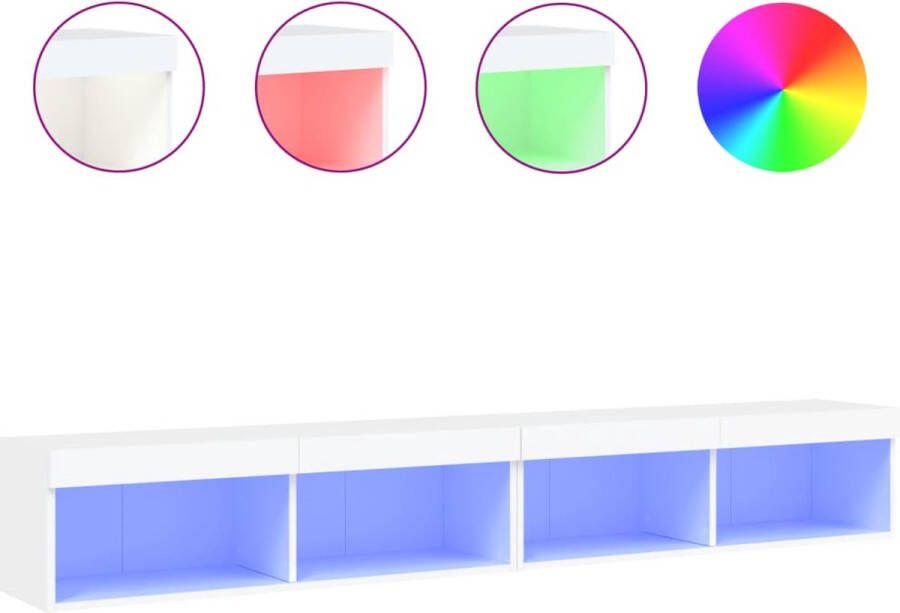 VidaXL -Tv-meubels-met-LED-verlichting-2-st-100x30x30-cm-wit - Foto 4