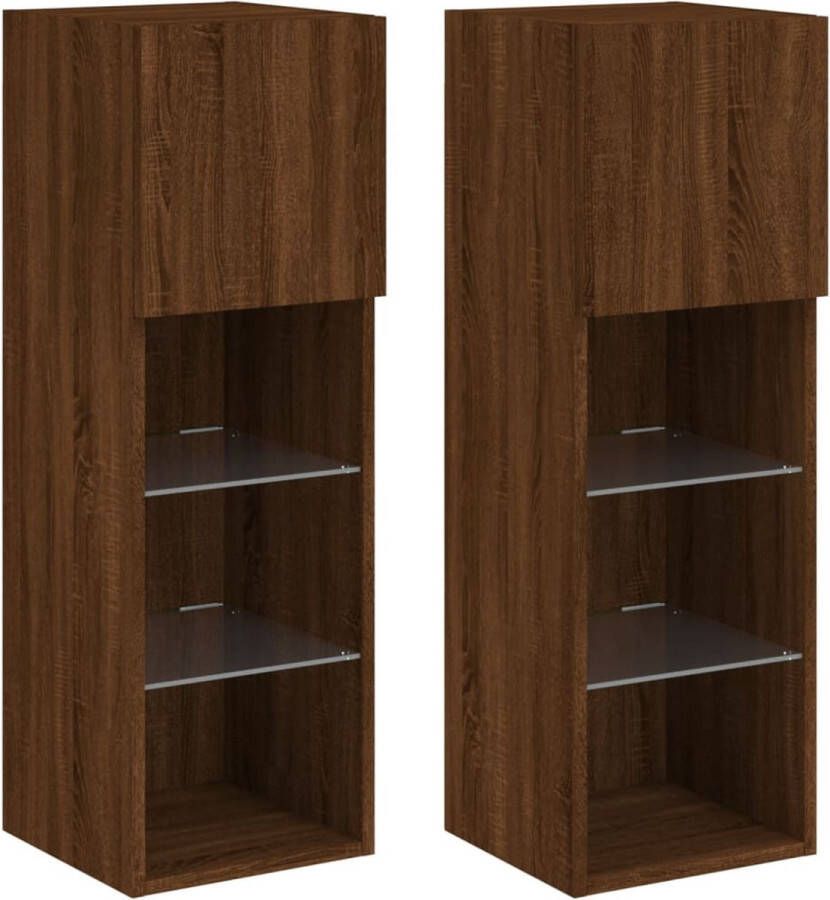 VidaXL Tv-meubels LED-verlichting Bruineiken 2 st Tv-meubel Tv-meubelen Tv Kast Opbergkast - Foto 2