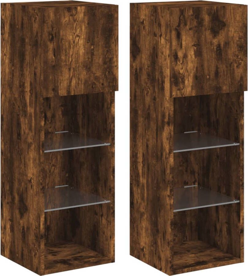 VidaXL -Tv-meubels-met-LED-verlichting-2-st-30 5x30x90-cm-gerookt-eiken - Foto 4