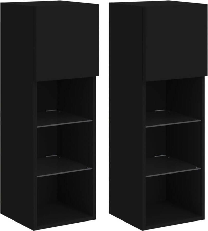 VidaXL -Tv-meubels-met-LED-verlichting-2-st-30 5x30x90-cm-zwart - Foto 4