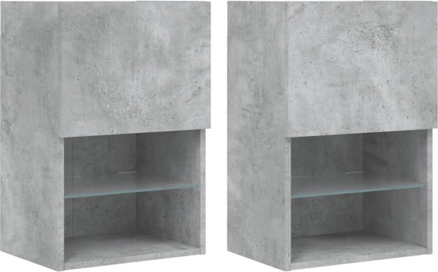 VidaXL -Tv-meubels-met-LED-verlichting-2-st-40 5x30x60-cm-betongrijs - Foto 4