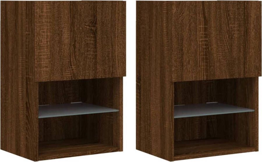 VidaXL -Tv-meubels-met-LED-verlichting-2-st-40 5x30x60-cm-bruineiken - Foto 4