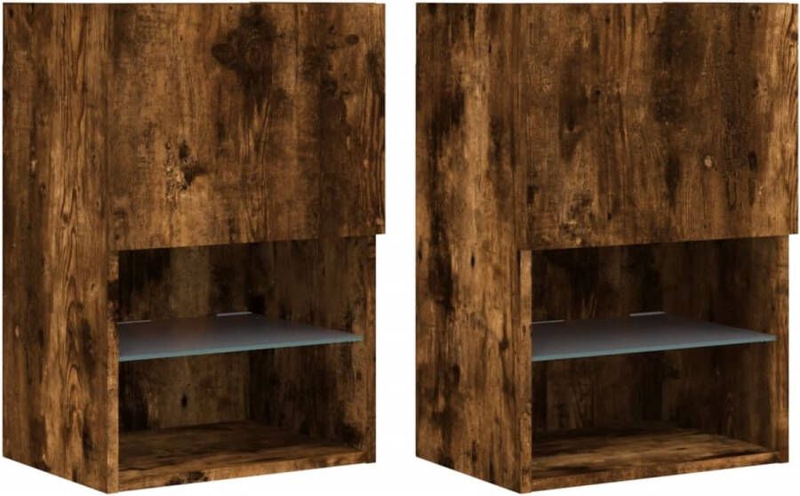 VidaXL TV-meubels met LED 2 st Gerookt Eiken TV Meubel Tv Kast Salontafel Houten Tv Stand Led Verlichting