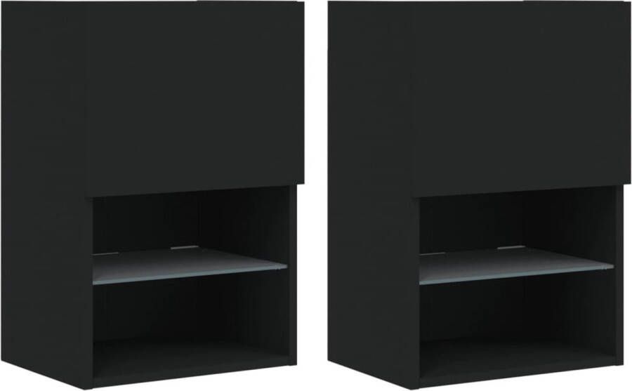 VidaXL Tv-meubels met LED-verlichting 2 stuks Zwart Tv Meubel Led Tv Kast Zwarte Tv Meubels Houten Tv Stand Opbergkast Tv