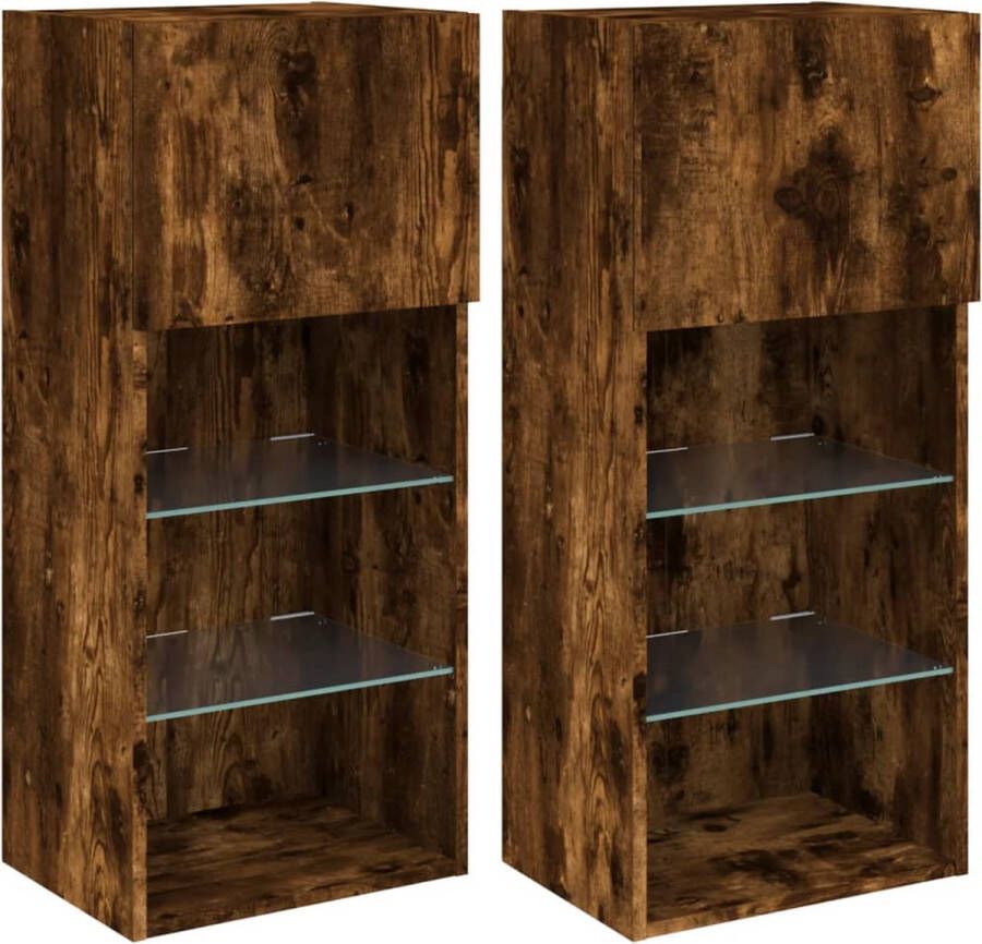 VidaXL -Tv-meubels-met-LED-verlichting-2-st-40 5x30x90-cm-gerookt-eiken - Foto 4