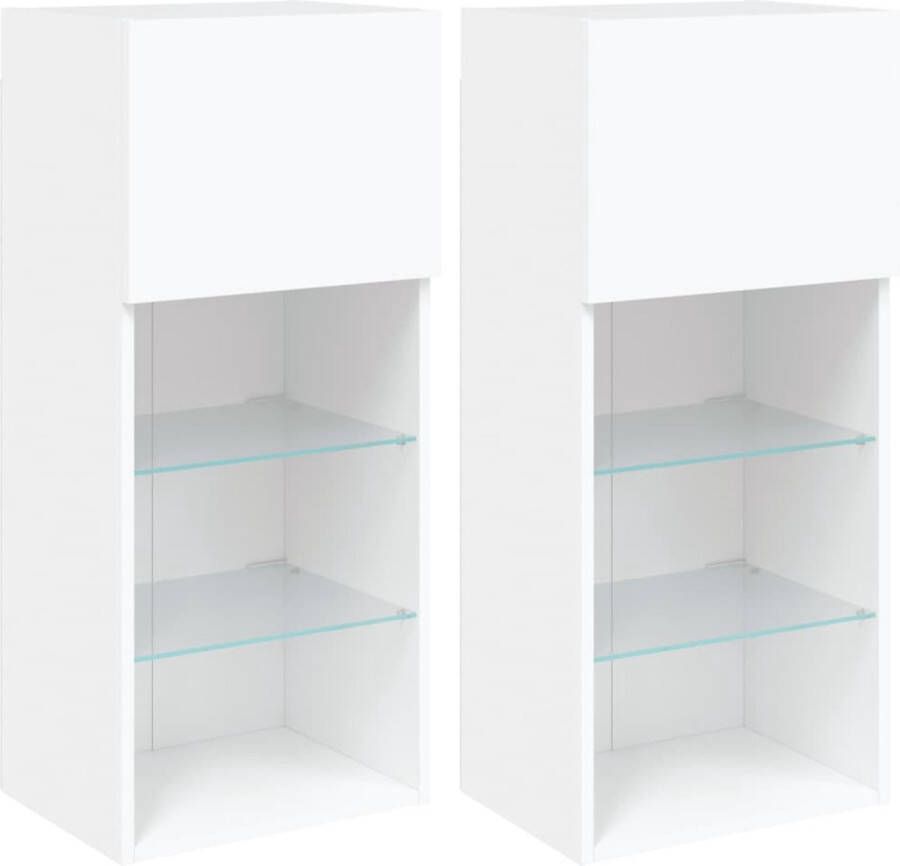 VidaXL -Tv-meubels-met-LED-verlichting-2-st-40 5x30x90-cm-wit - Foto 3