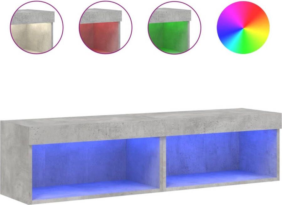 VidaXL -Tv-meubels-met-LED-verlichting-2-st-60x30x30-cm-betongrijs - Foto 4