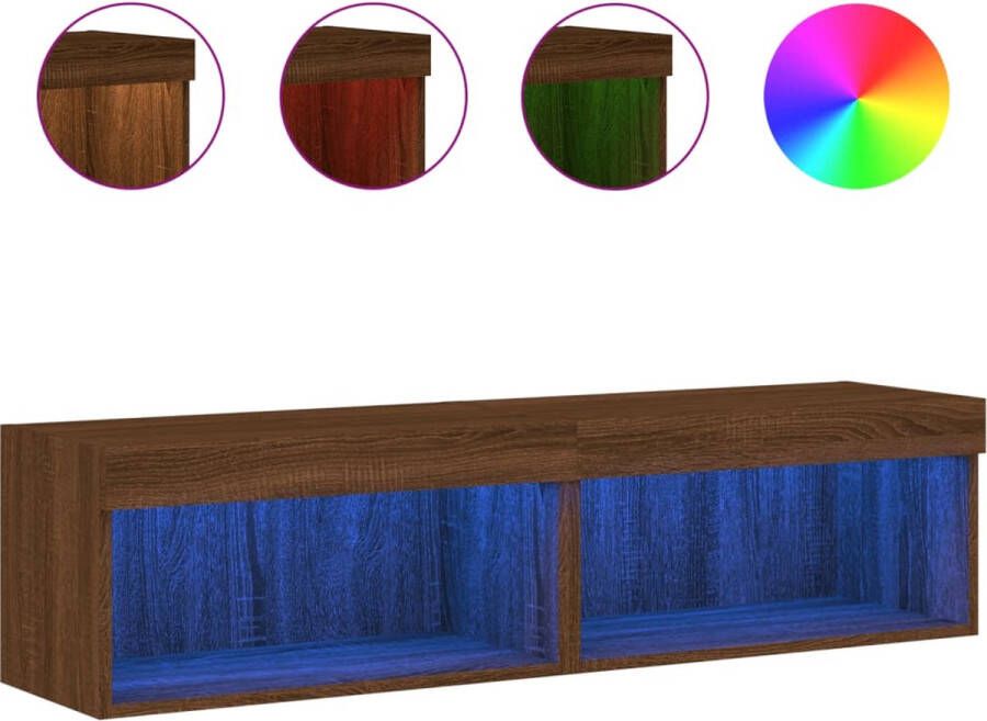 VidaXL -Tv-meubels-met-LED-verlichting-2-st-60x30x30-cm-bruineikenkleur - Foto 4