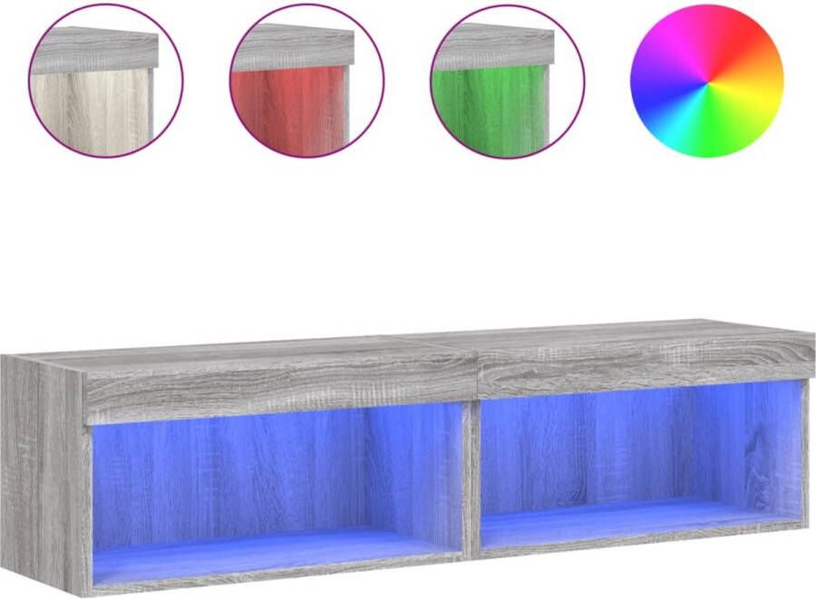 VidaXL -Tv-meubels-met-LED-verlichting-2-st-60x30x30-cm-grijs-sonoma - Foto 4
