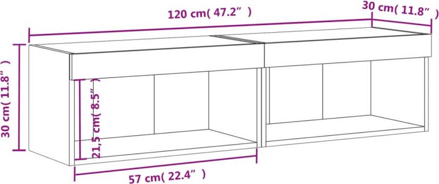 VidaXL -Tv-meubels-met-LED-verlichting-2-st-60x30x30-cm-sonoma-eiken - Foto 5