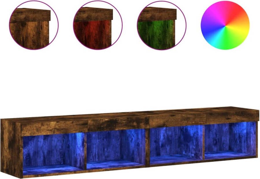 VidaXL -Tv-meubels-met-LED-verlichting-2-st-80x30x30-cm-gerookt-eiken - Foto 3