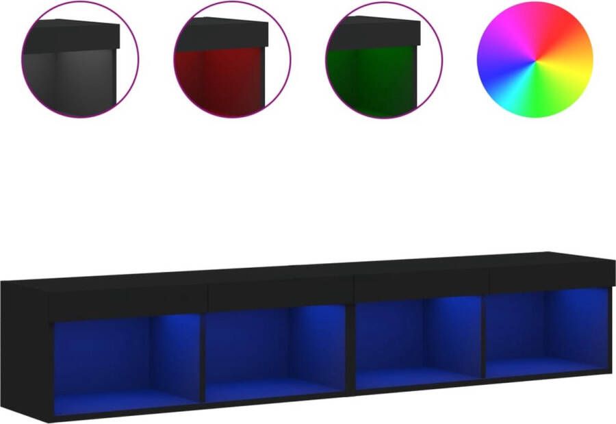 VidaXL -Tv-meubels-met-LED-verlichting-2-st-80x30x30-cm-zwart - Foto 4