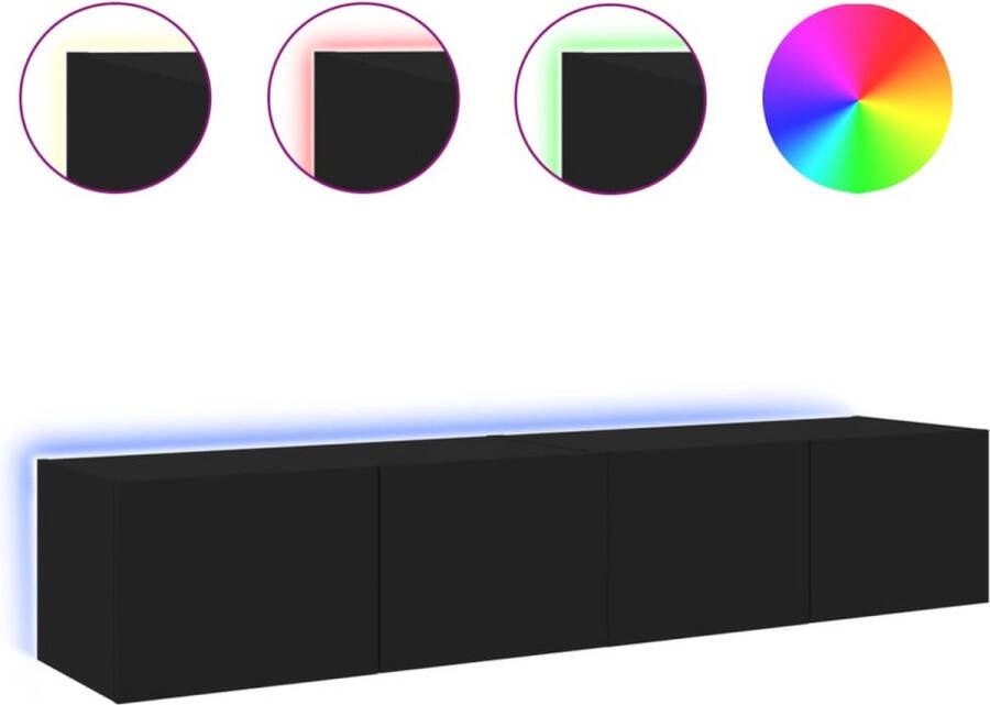 VidaXL -Tv-meubels-met-LED-verlichting-2-st-80x35x31-cm-zwart - Foto 3
