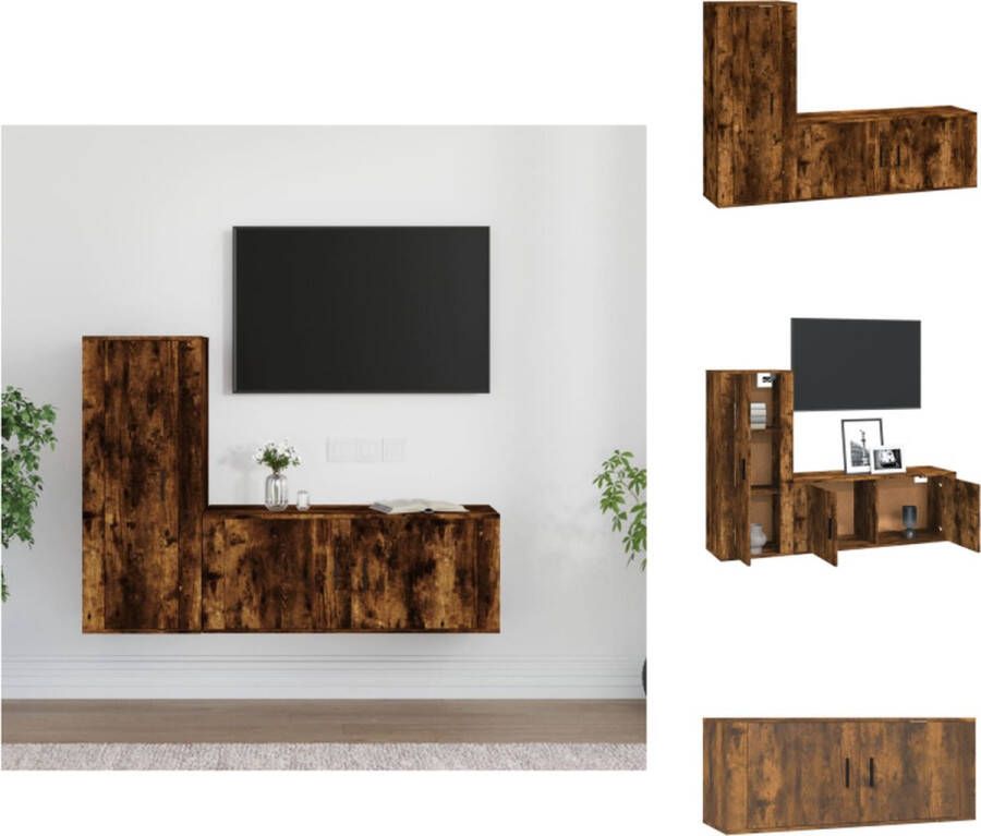 VidaXL Tv-kast Tv-kasten Tv-meubel Hifi-meubel 2-delige Tv-meubelset bewerkt hout gerookt eikenkleurig - Foto 1