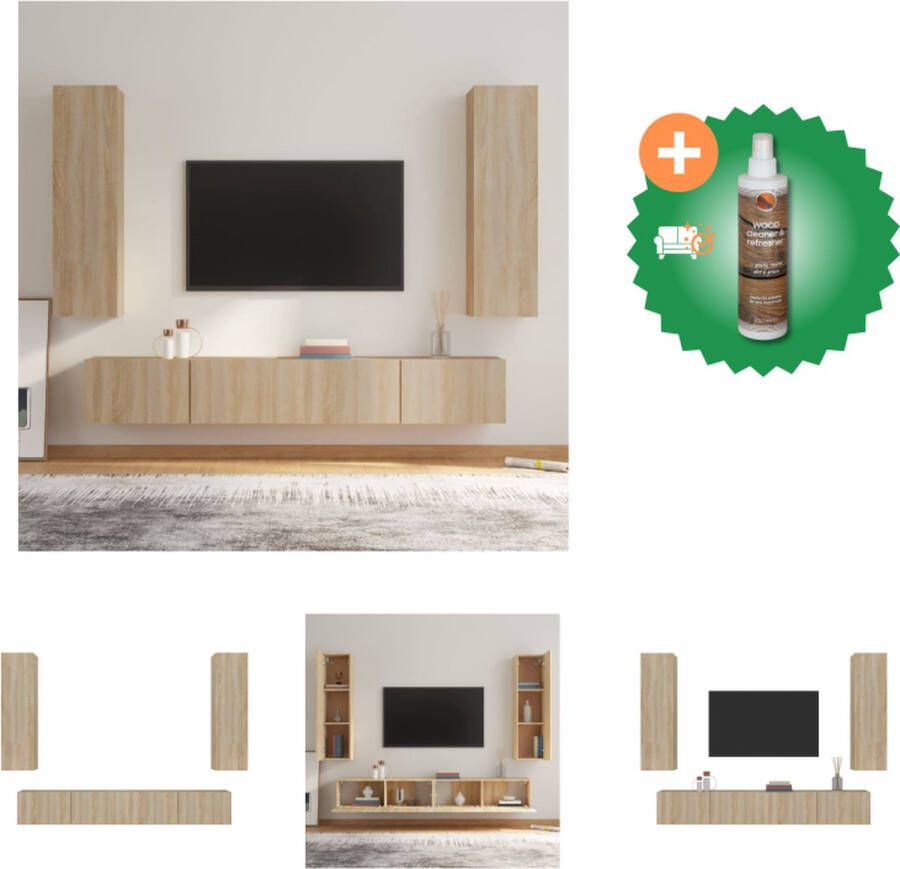 VidaXL TV-meubelset Sonoma Eiken 30.5x30x30 80x30x30cm Duurzaam hout Praktische opbergruimte Wandmontage Kast Inclusief Houtreiniger en verfrisser - Foto 3