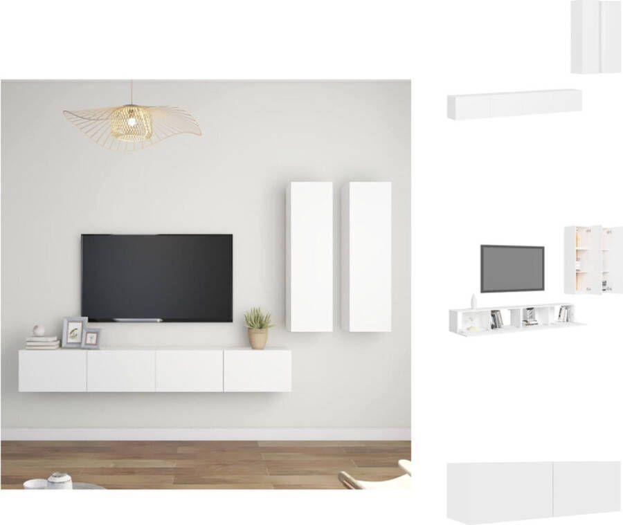 VidaXL TV Meubelset 30.5 x 30 x 110 cm 100 x 30 x 30 cm Wit Spaanplaat Kast