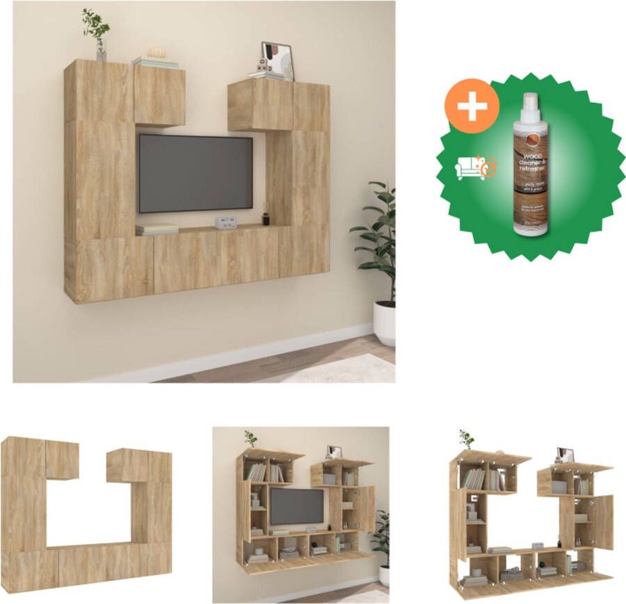 VidaXL TV-meubelset Klassiek Sonoma Eiken Wandgemonteerd 3x 60x30x30cm 1x 30.5x30x60cm 2x 100x30x30cm Kast Inclusief Houtreiniger en verfrisser - Foto 8