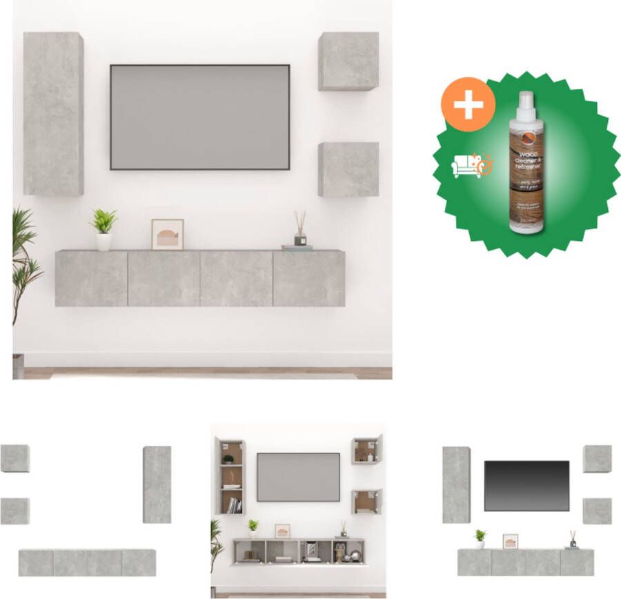 VidaXL TV-meubelset betongrijs 4-delig 57x34.5x40 cm 100x34.5x40 cm 2x 40x34.5x60 cm 40x34.5x80 cm Kast Inclusief Houtreiniger en verfrisser - Foto 4