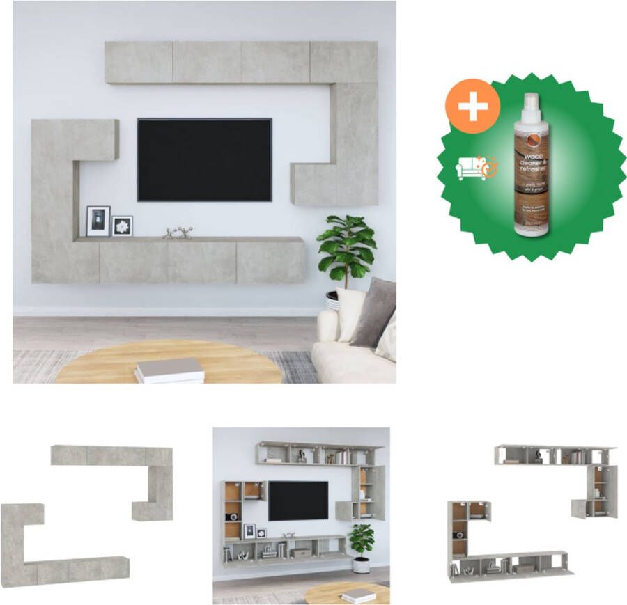 VidaXL TV-meubelset Betongrijs 30.5 x 30 x 30 cm (S) 30.5 x 30 x 90 cm (M) 100 x 30 x 30 cm (L) Kast Inclusief Houtreiniger en verfrisser