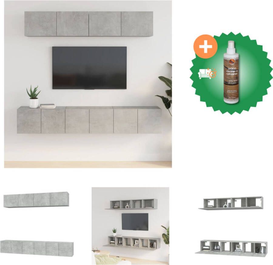 VidaXL TV-meubelset betongrijs 4-delig 57x34.5x40 cm 100x34.5x40 cm 2x 40x34.5x60 cm 40x34.5x80 cm Kast Inclusief Houtreiniger en verfrisser - Foto 2