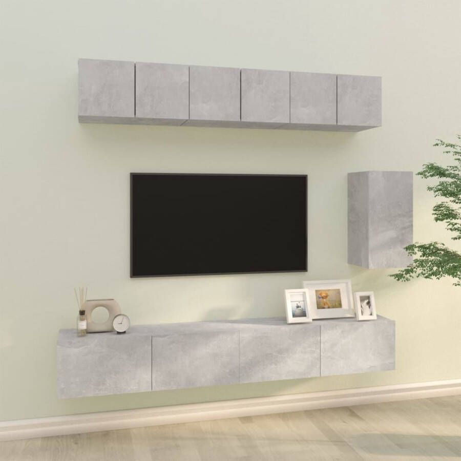 vidaXL TV-meubelset betongrijs 3x 60x30x30cm 1x 30.5x30x60cm 2x 100x30x30cm