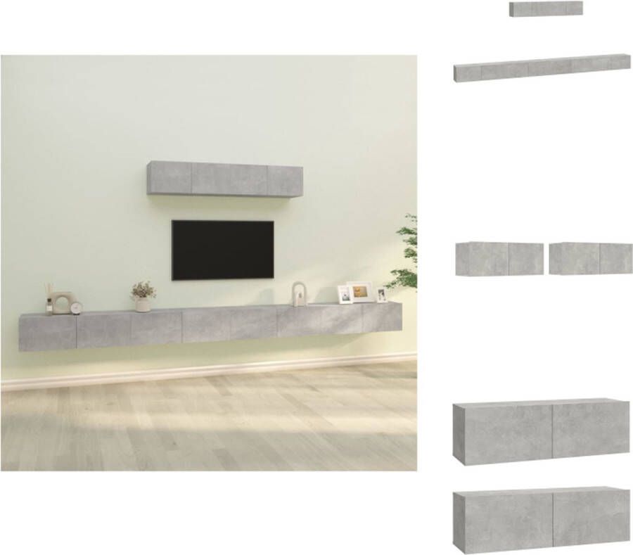 vidaXL TV-meubelset Betongrijs 4x 100x30x30 cm 2x 80x30x30 cm Trendy en praktisch design Kast