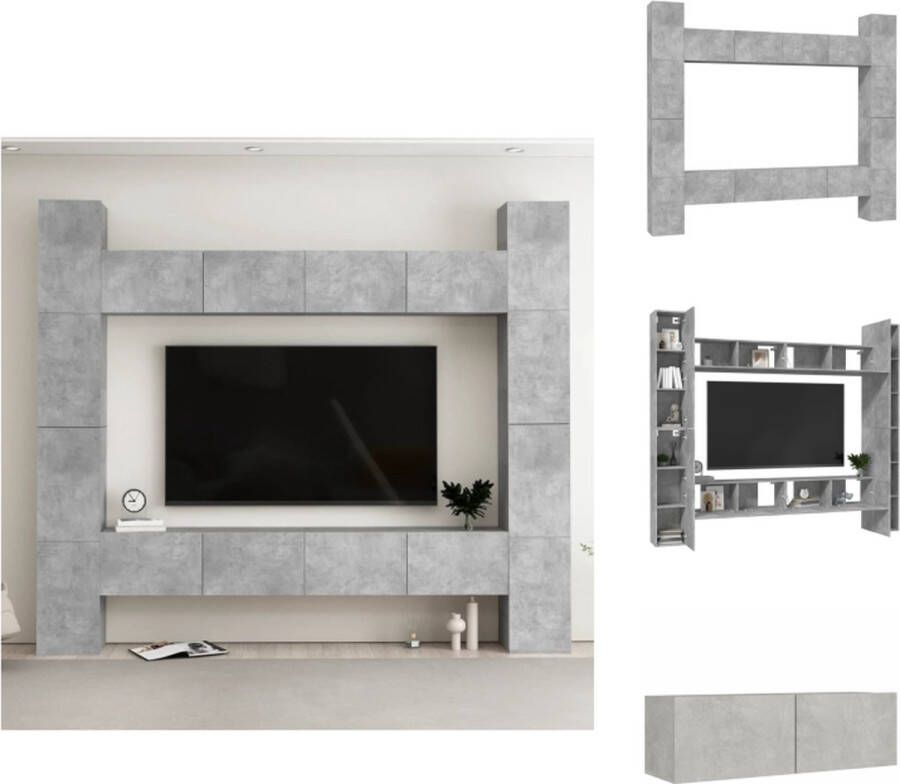 VidaXL Tv-meubelset Betongrijs 4x 100x30x30cm 4x 30.5x30x110cm Kast - Foto 1