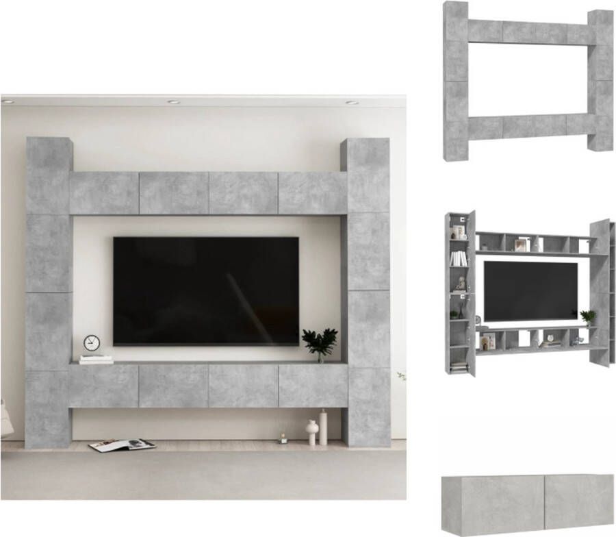 vidaXL Tv-meubelset Betongrijs 4x 100x30x30cm 4x 30.5x30x110cm Kast