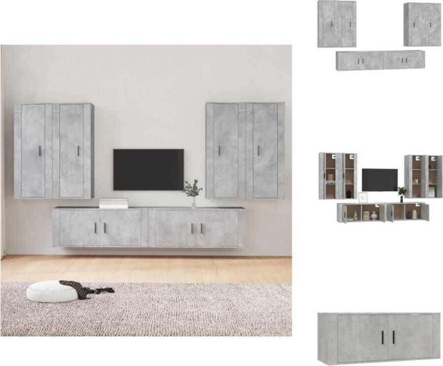 vidaXL TV-meubelset Betongrijs 4x 40x34.5x100 cm + 2x 100x34.5x40 cm Trendy en praktisch design Hoogwaardig bewerkt hout Kast