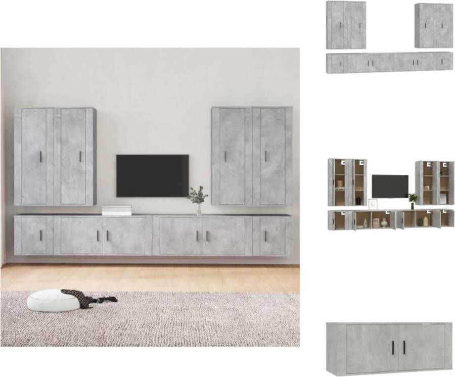 VidaXL TV-meubelset Betongrijs 4x 40x34.5x100cm 2x 100x34.5x40cm 2x 40x34.5x40cm Kast