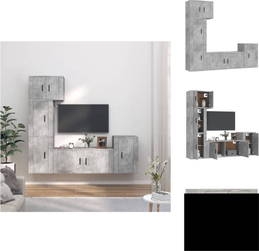 VidaXL Tv-kast Tv-kasten Tv-meubel Hifi-meubel 5-delige Tv-meubelset bewerkt hout betongrijs