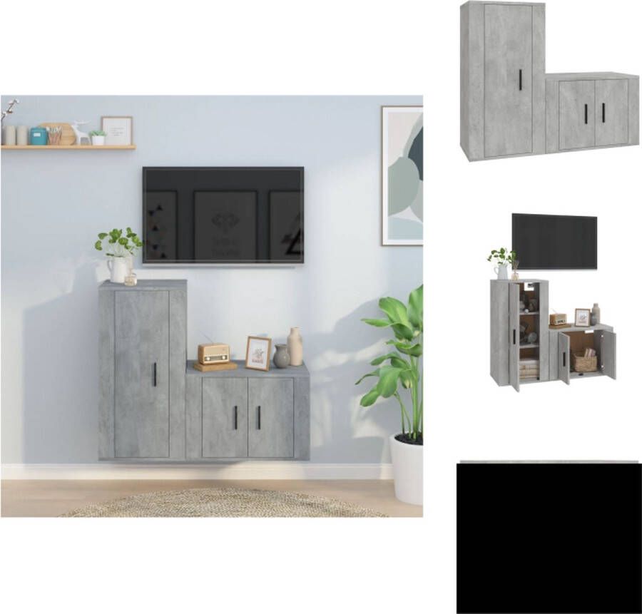 VidaXL TV-meubel Betongrijs Klassiek design Voldoende opbergruimte Wandgemonteerd Bewerkt hout Kast - Foto 3