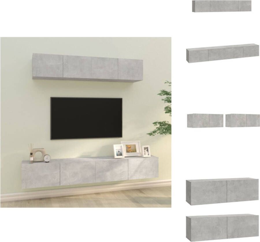 vidaXL TV-meubelset betongrijs 80x30x30 cm 100x30x30 cm Kast