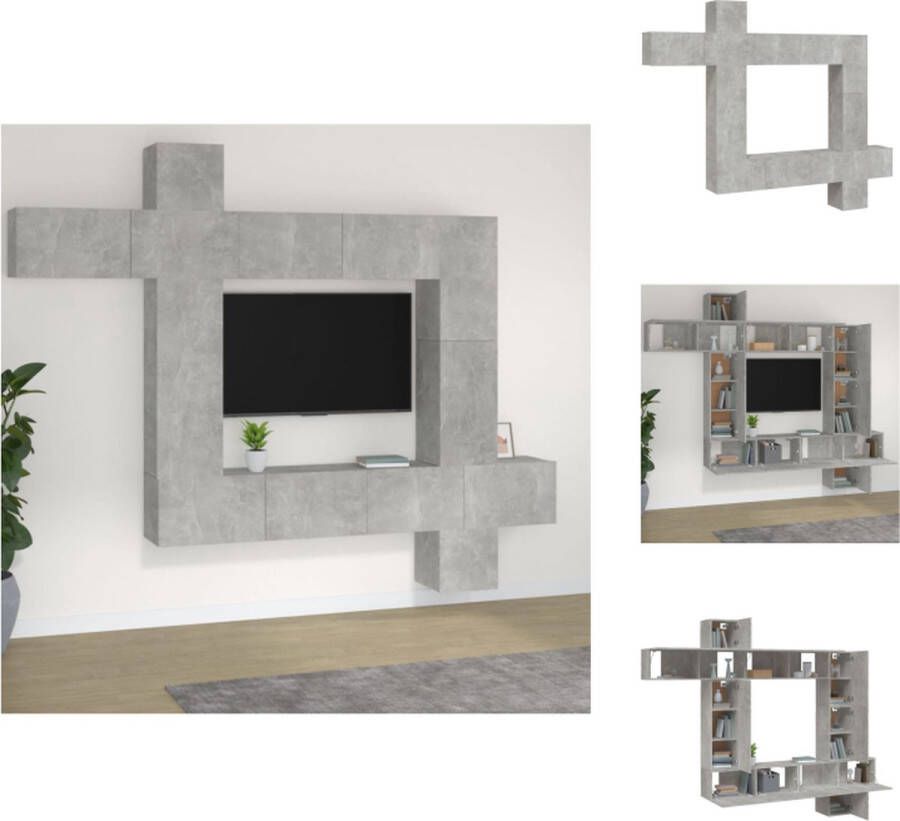 VidaXL TV-meubelset betongrijs modulair 150x30x30 cm bewerkt hout Kast