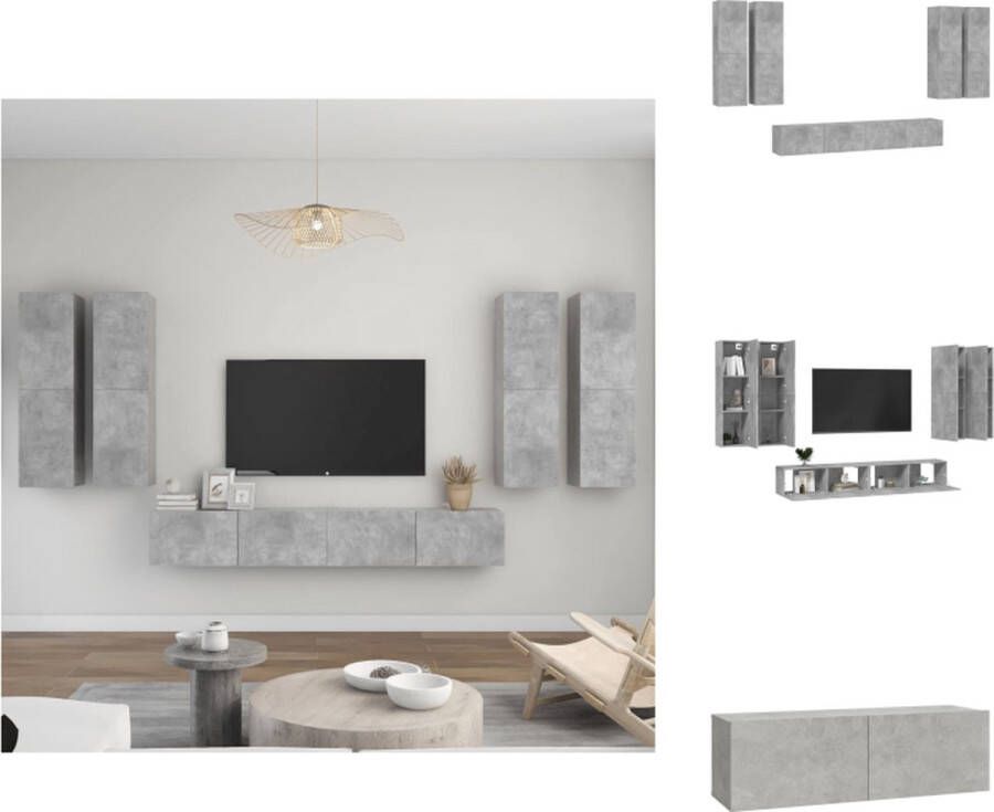 VidaXL TV-meubelset Betongrijs TV-meubel 100x30x30cm TV-meubel 30.5x30x110cm Kast