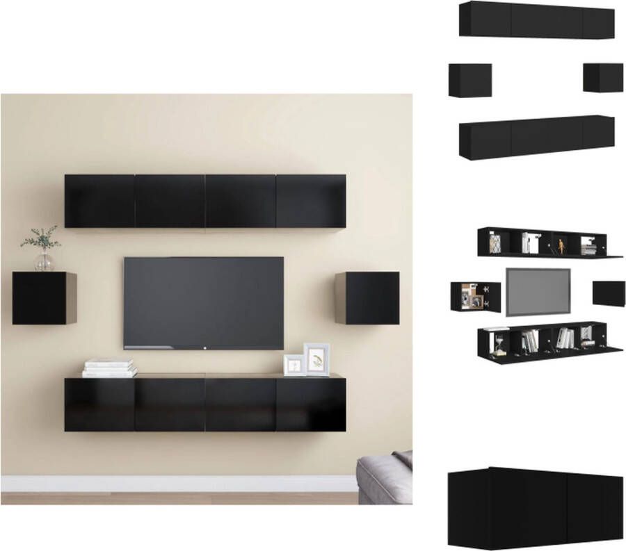 vidaXL TV-meubelset Bruin Wandmontage 4x 80x30x30cm 2x 30.5x30x30cm Eenvoudig schoon te maken Materiaal- spaanplaat Kast