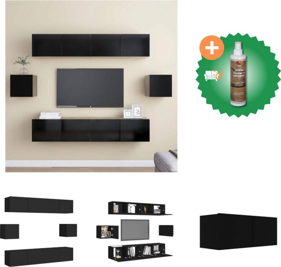 VidaXL TV-meubelset Bruin Wandmontage 4x 80x30x30cm 2x 30.5x30x30cm Eenvoudig schoon te maken Materiaal- spaanplaat Kast Inclusief Houtreiniger en verfrisser - Foto 5