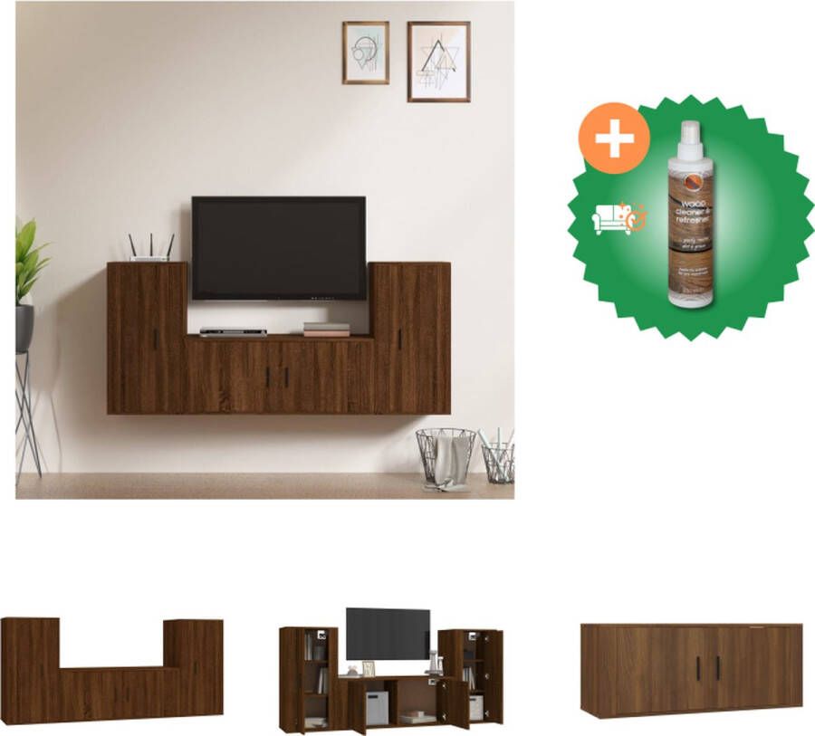 VidaXL TV-meubelset Bruineiken 1x 100x34.5x40cm 2x 40x34.5x80cm Kast Inclusief Houtreiniger en verfrisser