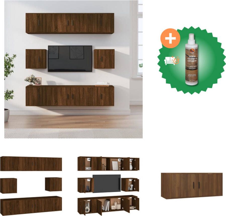 VidaXL TV-meubelset Bruineiken 2x 100x34.5x40 cm 6x 40x34.5x40 cm Kast Inclusief Houtreiniger en verfrisser