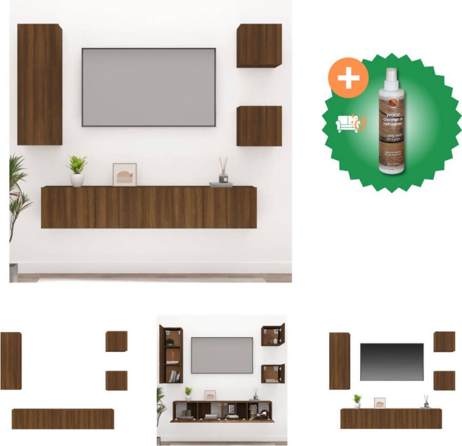VidaXL TV-meubelset Bruineiken 2x 57 x 34.5 x 40 cm 2x 40 x 34.5 x 80 cm 1x 40 x 34.5 x 60 cm Kast Inclusief Houtreiniger en verfrisser - Foto 3